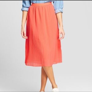Target Orange Pleated Midi Skirt